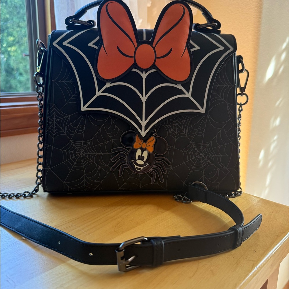 Loungefly Black and Orange Minnie Mouse Crossbody Bag